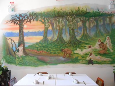 Ayahuasca mural at the Grand Hotel Mercedes in Pucallpa